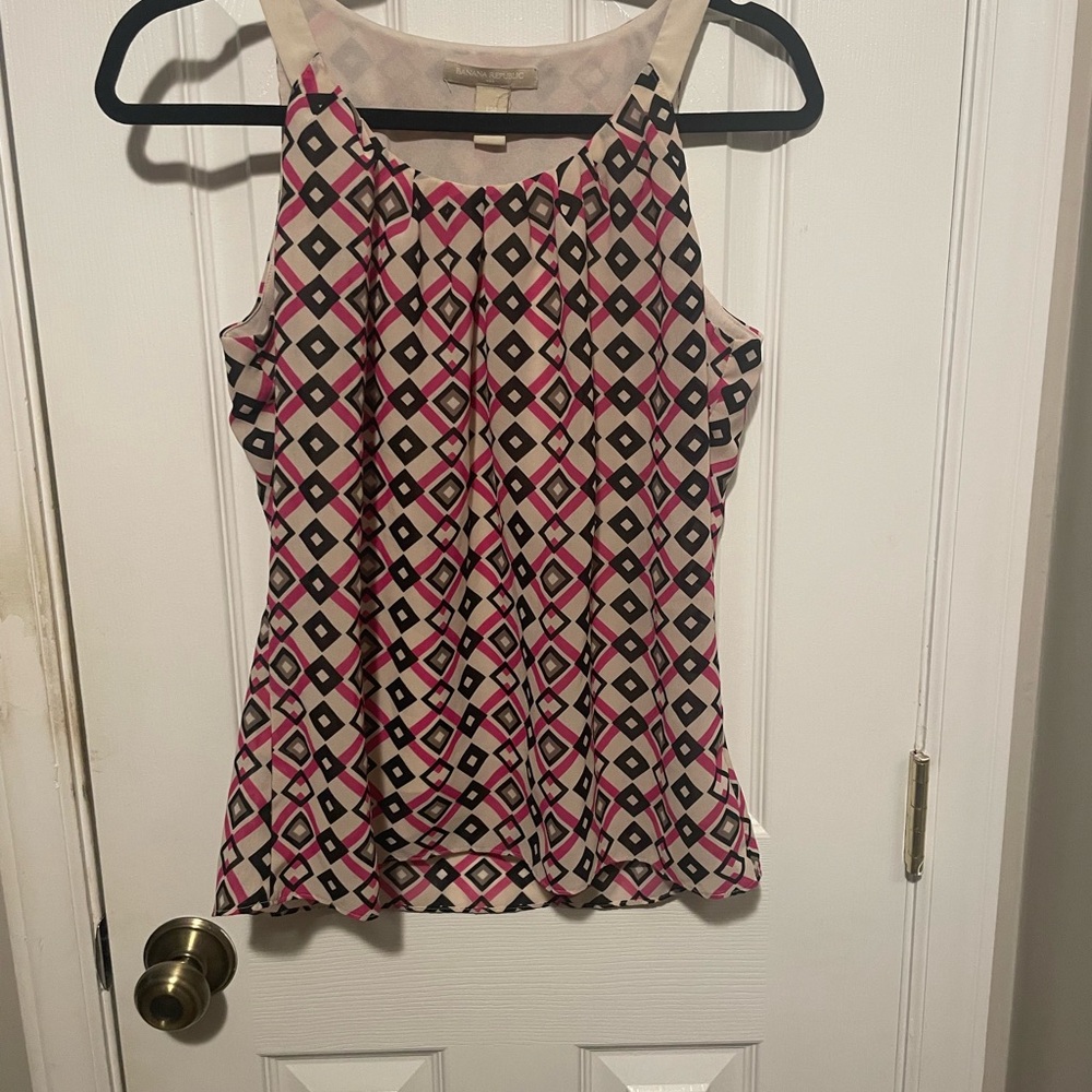 Banana Republic Pink and Black Diamond Tank Top